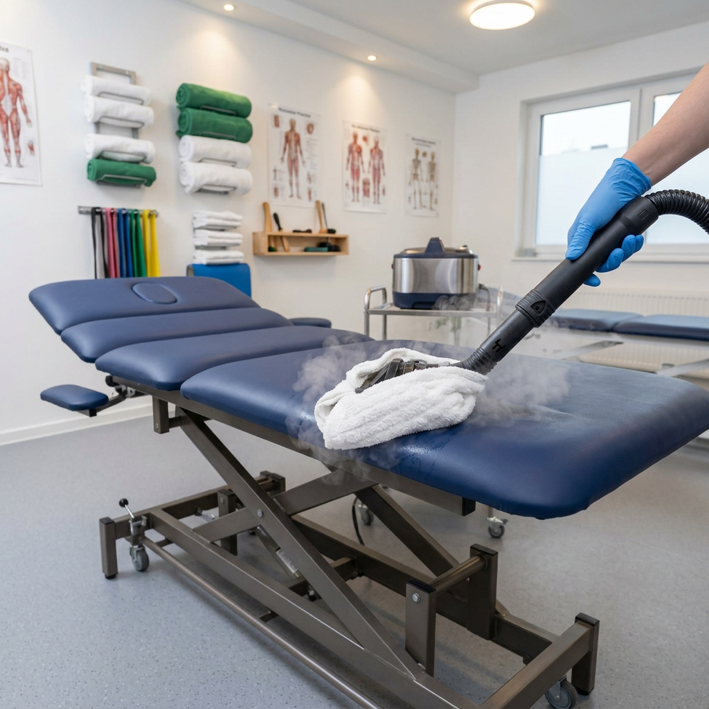 Trockendampfreinigung Stuttgart – Physiotherapiepraxis Behandlungsliege hygienisch reinigen | FilderGlanz