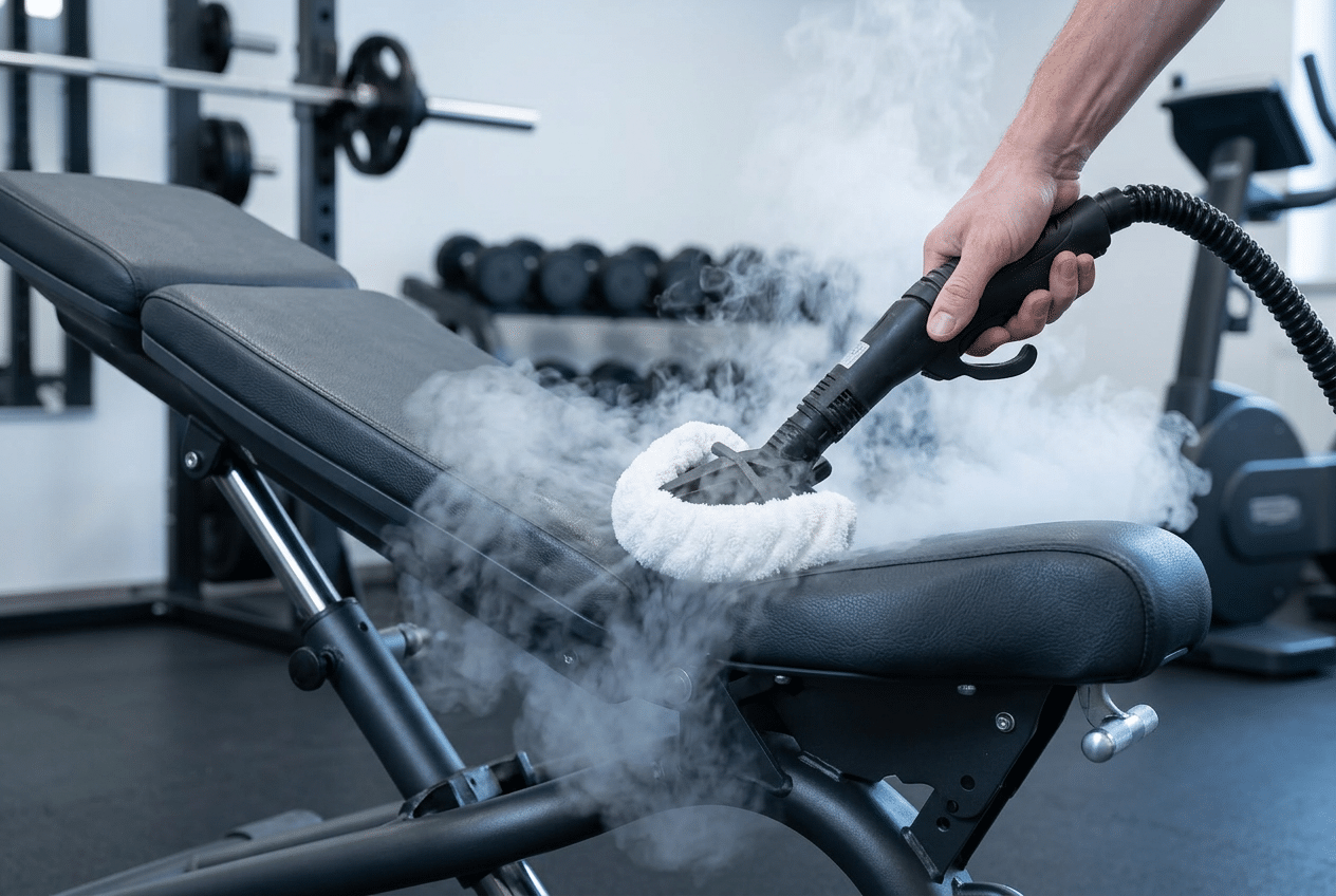 Trockendampfreinigung Stuttgart – Fitnessstudio Hantelbank hygienisch reinigen | FilderGlanz